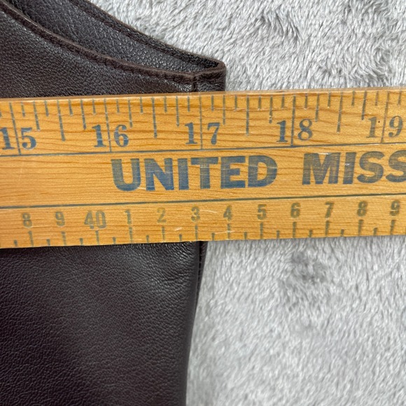 WORTH Women Genuine Leather Vest Moto Distressed Worn Luxury Soft Zip Sz 8 Brown - Picture 7 of 11